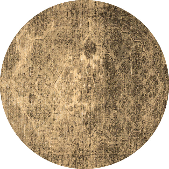 Round Persian Brown Traditional Rug, tr3390brn