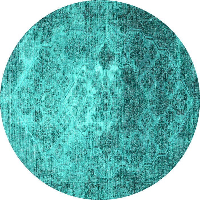 Round Machine Washable Persian Turquoise Traditional Area Rugs, wshtr3390turq