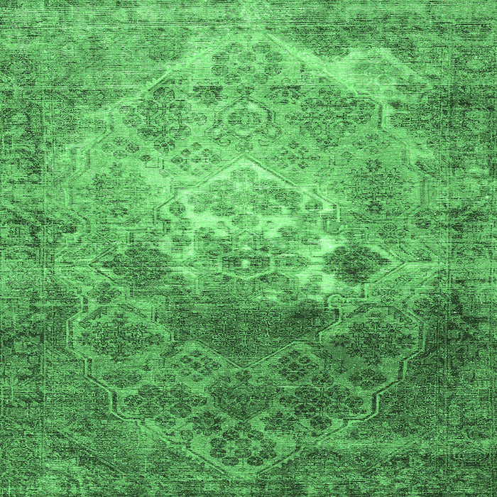 Square Machine Washable Persian Emerald Green Traditional Area Rugs, wshtr3390emgrn