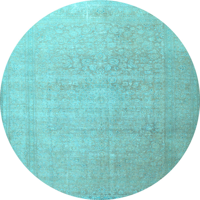 Round Machine Washable Persian Light Blue Traditional Rug, wshtr3391lblu