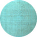 Round Machine Washable Persian Light Blue Traditional Rug, wshtr3391lblu