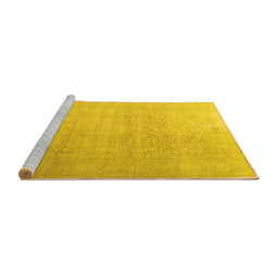 Sideview of Machine Washable Persian Yellow Traditional Rug, wshtr3391yw