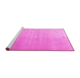 Sideview of Machine Washable Persian Pink Traditional Rug, wshtr3391pnk