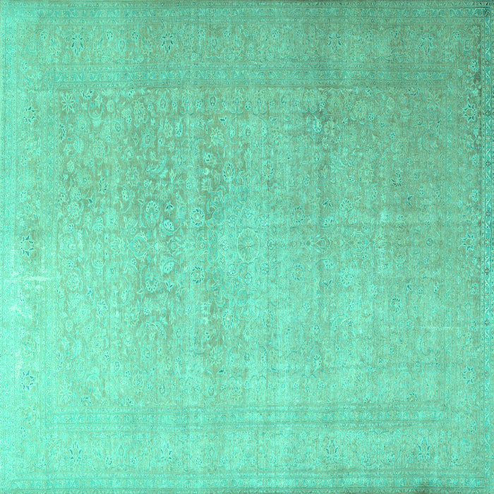 Square Machine Washable Persian Turquoise Traditional Area Rugs, wshtr3391turq