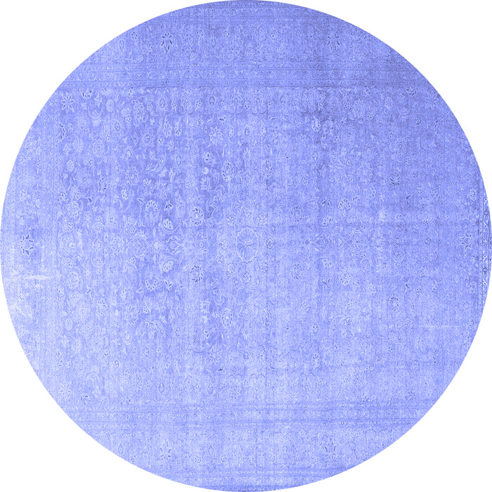 Round Machine Washable Persian Blue Traditional Rug, wshtr3391blu