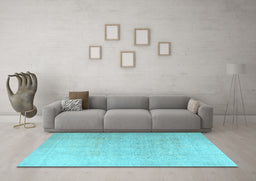 Machine Washable Persian Light Blue Traditional Rug in a Living Room, wshtr3392lblu