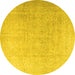 Round Machine Washable Persian Yellow Traditional Rug, wshtr3392yw