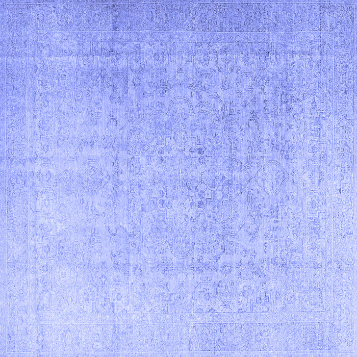 Square Machine Washable Persian Blue Traditional Rug, wshtr3392blu