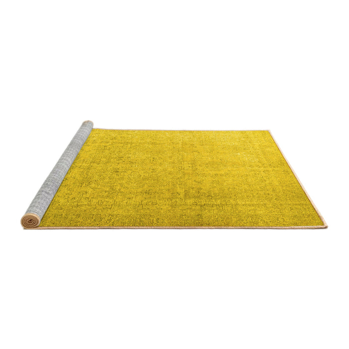 Sideview of Machine Washable Persian Yellow Traditional Rug, wshtr3392yw