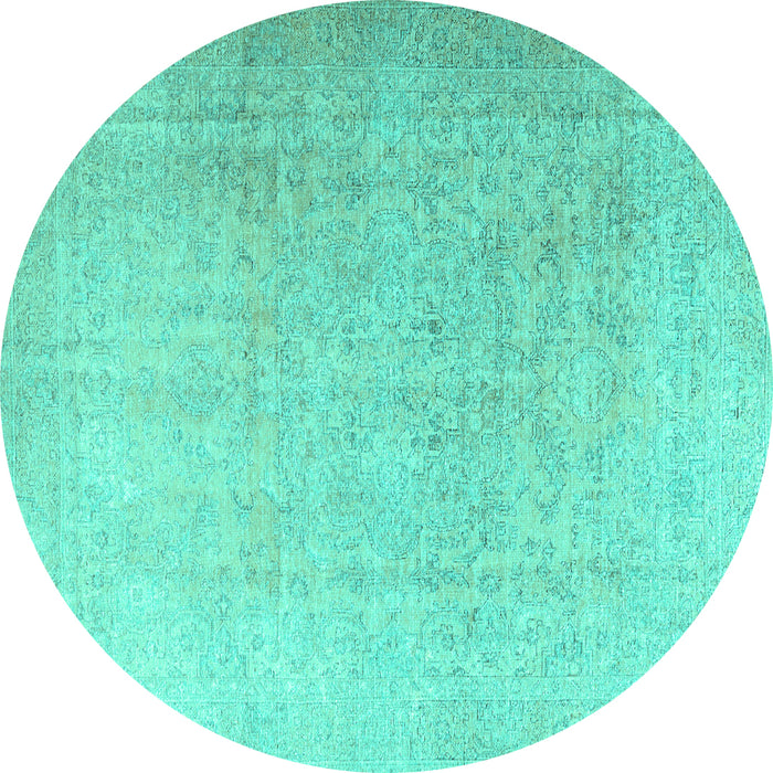 Round Persian Turquoise Traditional Rug, tr3392turq
