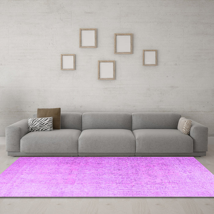 Machine Washable Persian Purple Traditional Area Rugs in a Living Room, wshtr3392pur