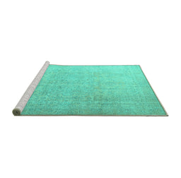 Sideview of Machine Washable Persian Turquoise Traditional Area Rugs, wshtr3392turq