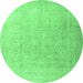 Round Persian Emerald Green Traditional Rug, tr3392emgrn