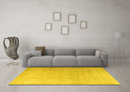 Machine Washable Persian Yellow Traditional Rug in a Living Room, wshtr3392yw