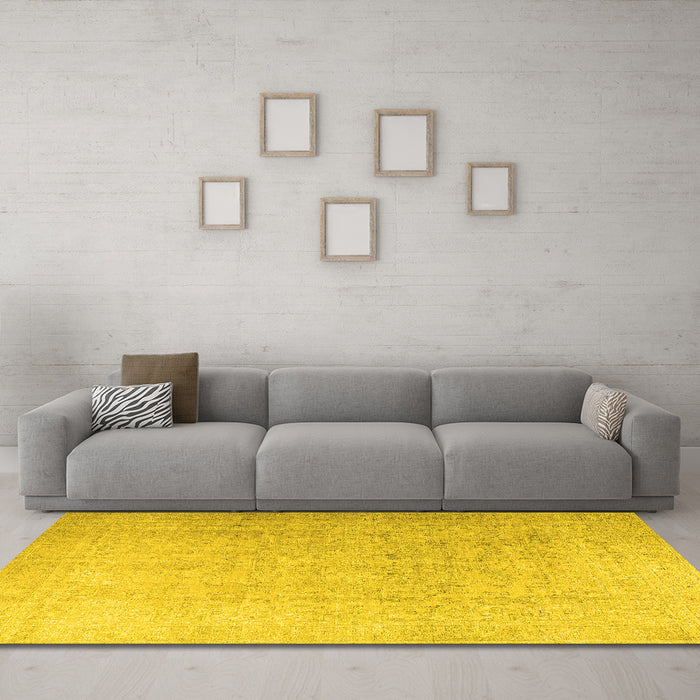 Machine Washable Persian Yellow Traditional Rug in a Living Room, wshtr3392yw