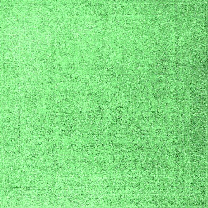 Square Machine Washable Persian Emerald Green Traditional Area Rugs, wshtr3392emgrn