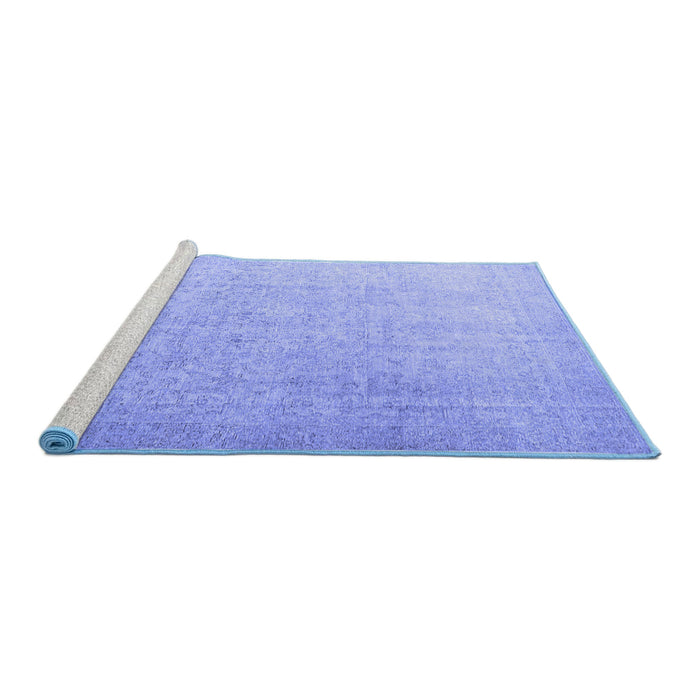 Sideview of Machine Washable Persian Blue Traditional Rug, wshtr3392blu