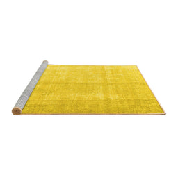 Sideview of Machine Washable Persian Yellow Traditional Rug, wshtr3393yw