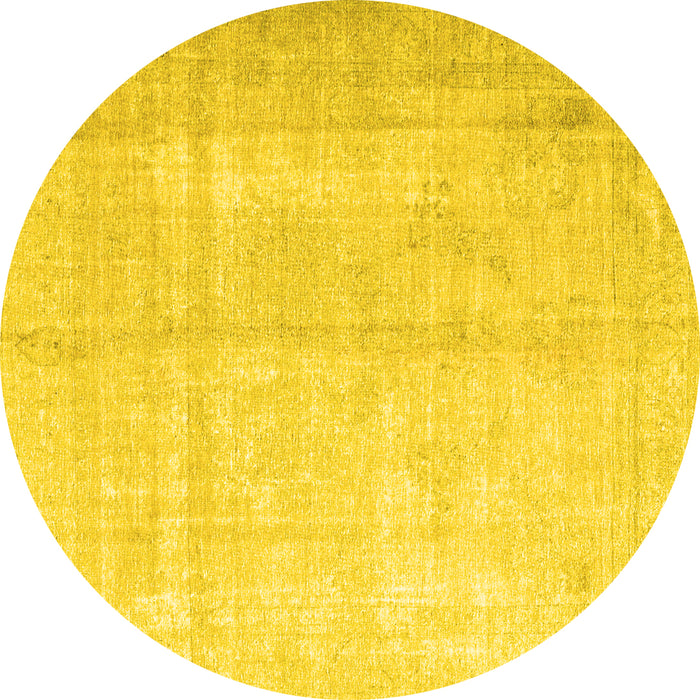 Round Persian Yellow Traditional Rug, tr3393yw