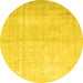 Round Persian Yellow Traditional Rug, tr3393yw