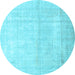 Round Persian Light Blue Traditional Rug, tr3393lblu