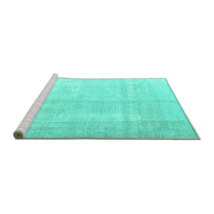 Sideview of Machine Washable Persian Turquoise Traditional Area Rugs, wshtr3393turq