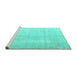 Sideview of Machine Washable Persian Turquoise Traditional Area Rugs, wshtr3393turq