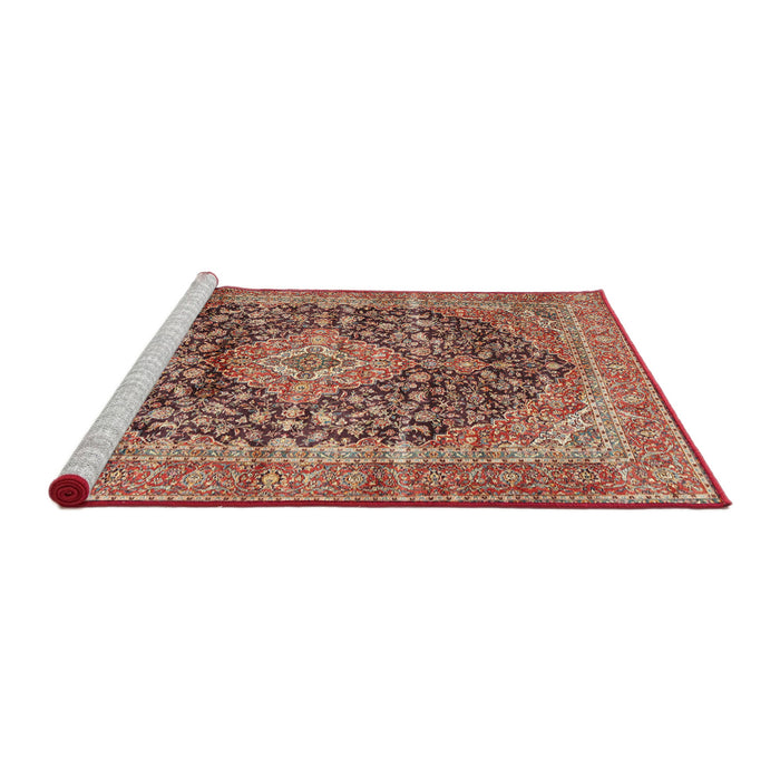 Sideview of Machine Washable Traditional Fire Brick Red Rug, wshtr3394