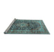 Sideview of Machine Washable Medallion Light Blue Traditional Rug, wshtr3394lblu