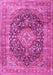 Machine Washable Medallion Pink Traditional Rug, wshtr3394pnk