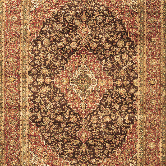 Machine Washable Medallion Brown Traditional Rug, wshtr3394brn