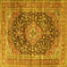 Square Medallion Yellow Traditional Rug, tr3394yw