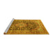 Sideview of Machine Washable Medallion Yellow Traditional Rug, wshtr3394yw