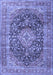 Machine Washable Medallion Blue Traditional Rug, wshtr3394blu