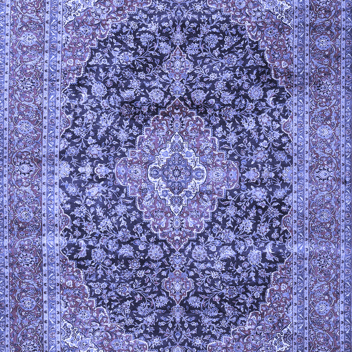 Machine Washable Medallion Blue Traditional Rug, wshtr3394blu