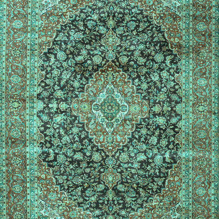 Machine Washable Medallion Turquoise Traditional Area Rugs, wshtr3394turq