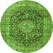 Machine Washable Medallion Green Traditional Area Rugs, wshtr3394grn