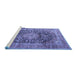 Sideview of Machine Washable Medallion Blue Traditional Rug, wshtr3394blu