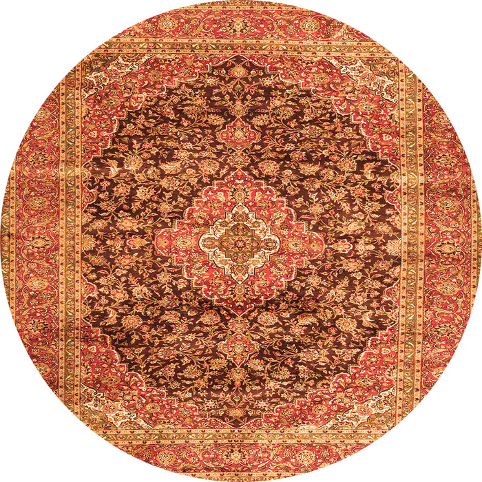 Machine Washable Medallion Orange Traditional Area Rugs, wshtr3394org