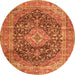 Machine Washable Medallion Orange Traditional Area Rugs, wshtr3394org