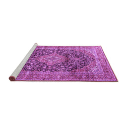 Sideview of Machine Washable Medallion Purple Traditional Area Rugs, wshtr3394pur