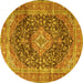 Round Medallion Yellow Traditional Rug, tr3394yw