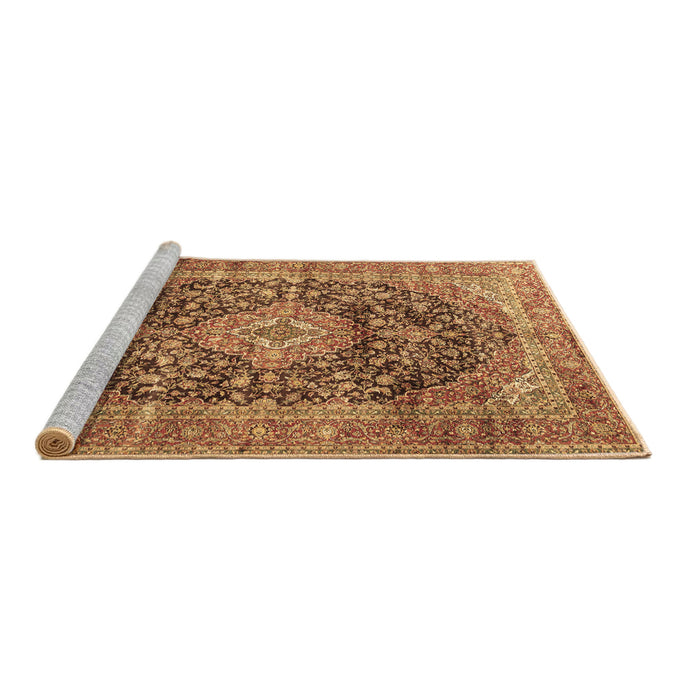 Sideview of Machine Washable Medallion Brown Traditional Rug, wshtr3394brn