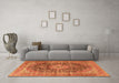 Machine Washable Medallion Orange Traditional Area Rugs in a Living Room, wshtr3394org