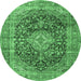 Round Medallion Emerald Green Traditional Rug, tr3394emgrn