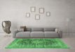 Machine Washable Medallion Emerald Green Traditional Area Rugs in a Living Room,, wshtr3394emgrn