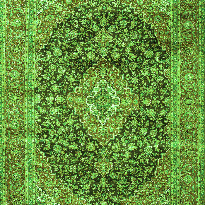 Serging Thickness of Machine Washable Medallion Green Traditional Area Rugs, wshtr3394grn