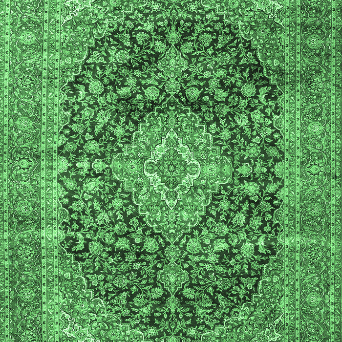 Machine Washable Medallion Emerald Green Traditional Area Rugs, wshtr3394emgrn