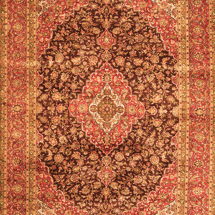 Serging Thickness of Machine Washable Medallion Orange Traditional Area Rugs, wshtr3394org