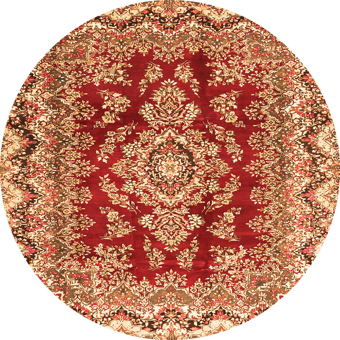 Machine Washable Medallion Orange Traditional Area Rugs, wshtr3395org